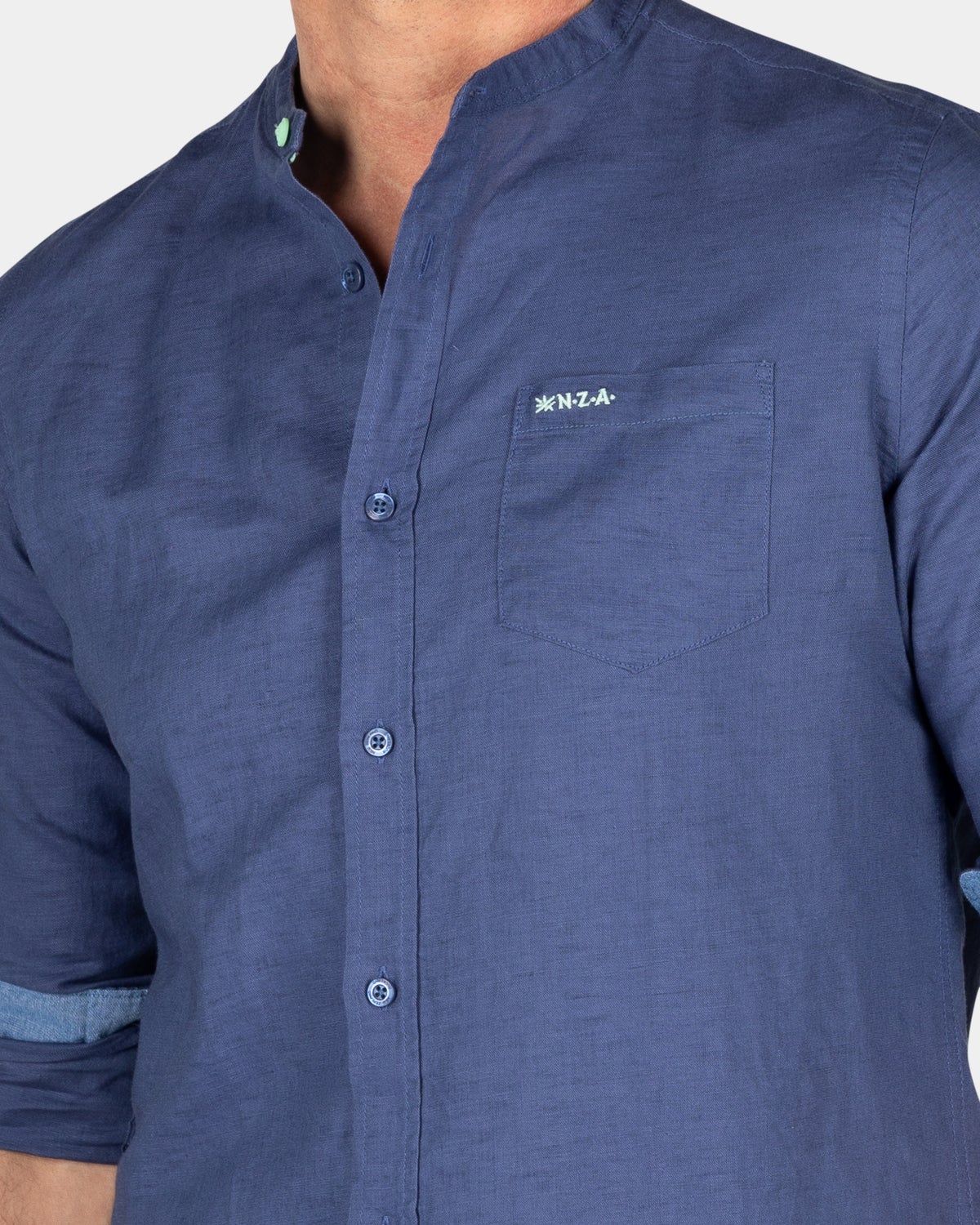 Chemise unie sans col - Dusk Navy