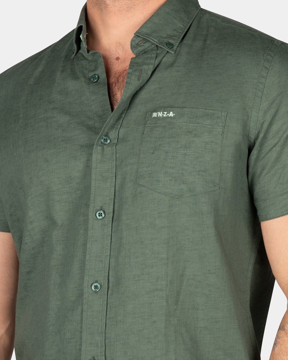 Chemise unie manches courtes - Chalk Green