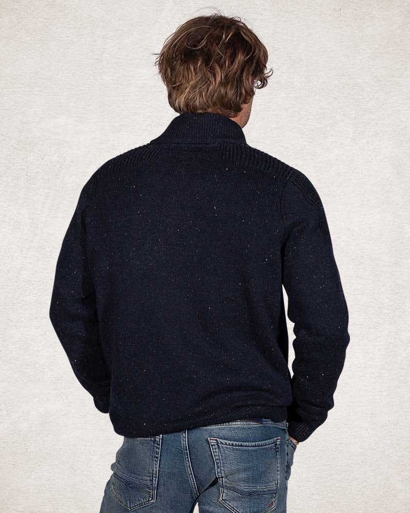 Pull uni avec demi-patte de boutonnage - Pitch Navy