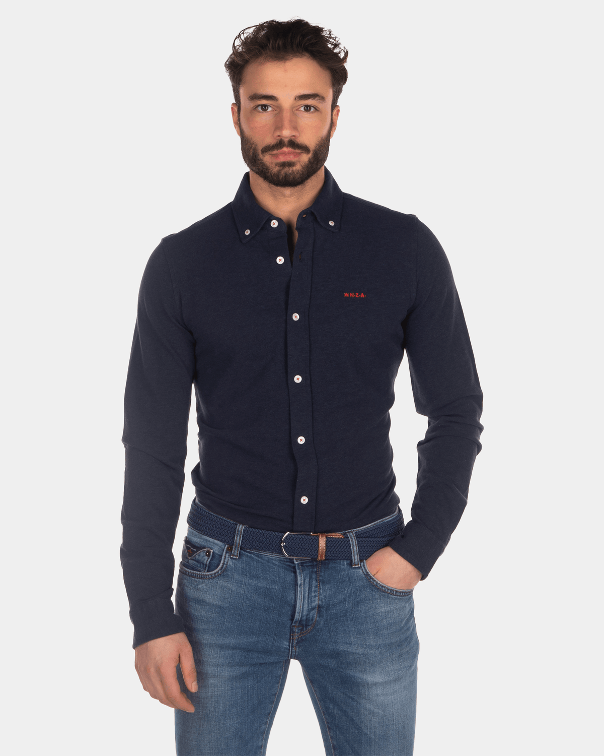 Baumwoll-Strickshirt - Industrial Navy