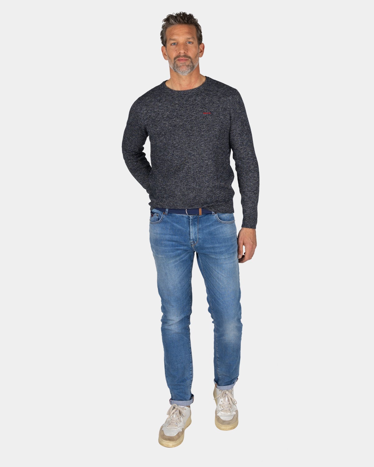 Pull en maille marine avec col rond - Winter Navy