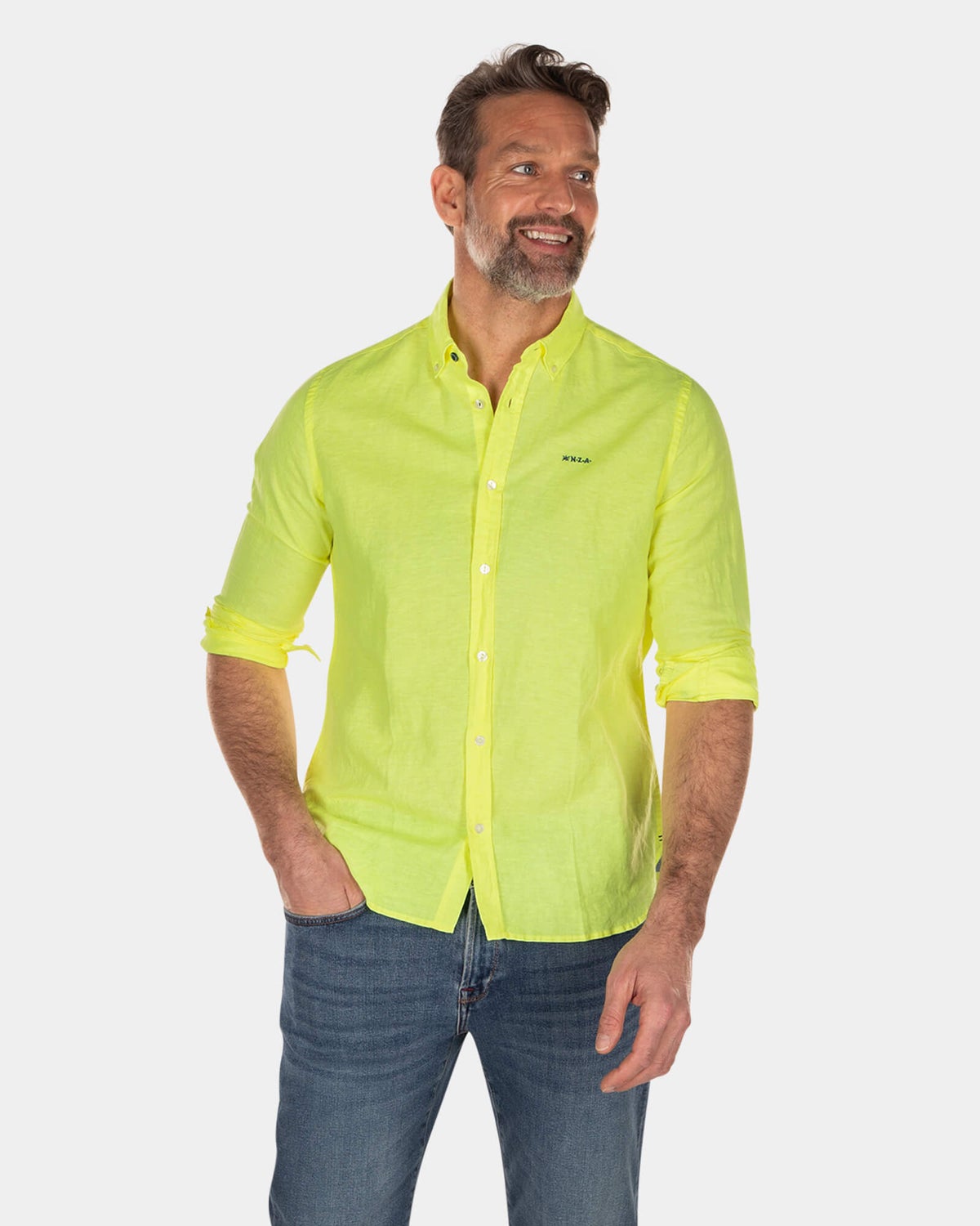 Chemise unie en lin à manches longues - High Summer Yellow