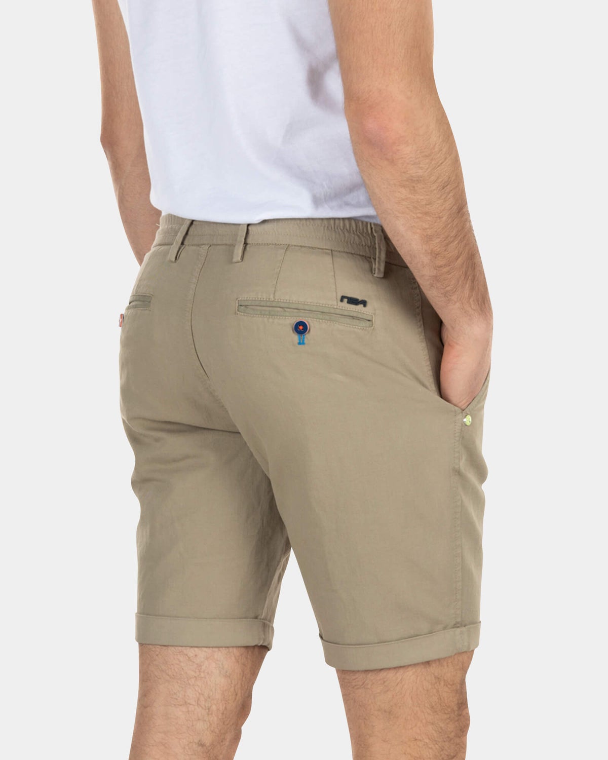 Korte chino van linnen met stretch - Beach Sand