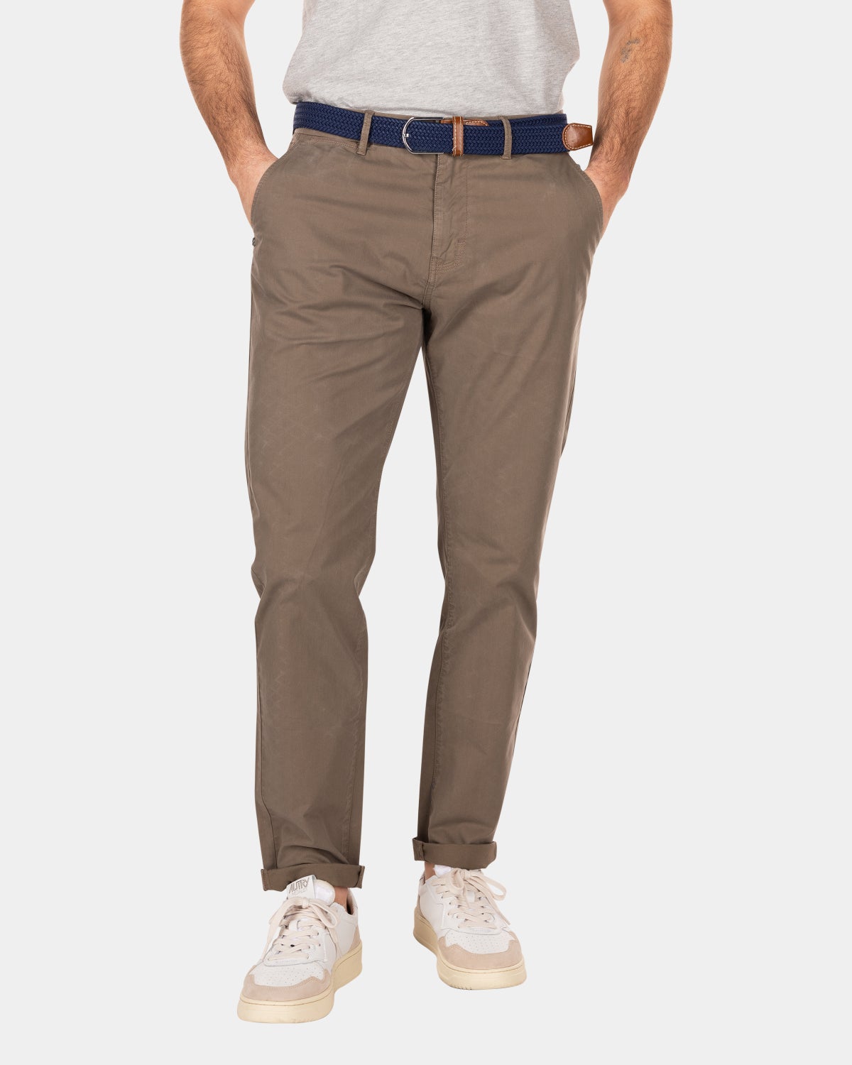 Baumwoll-Chino mit Stretch - Misty Army