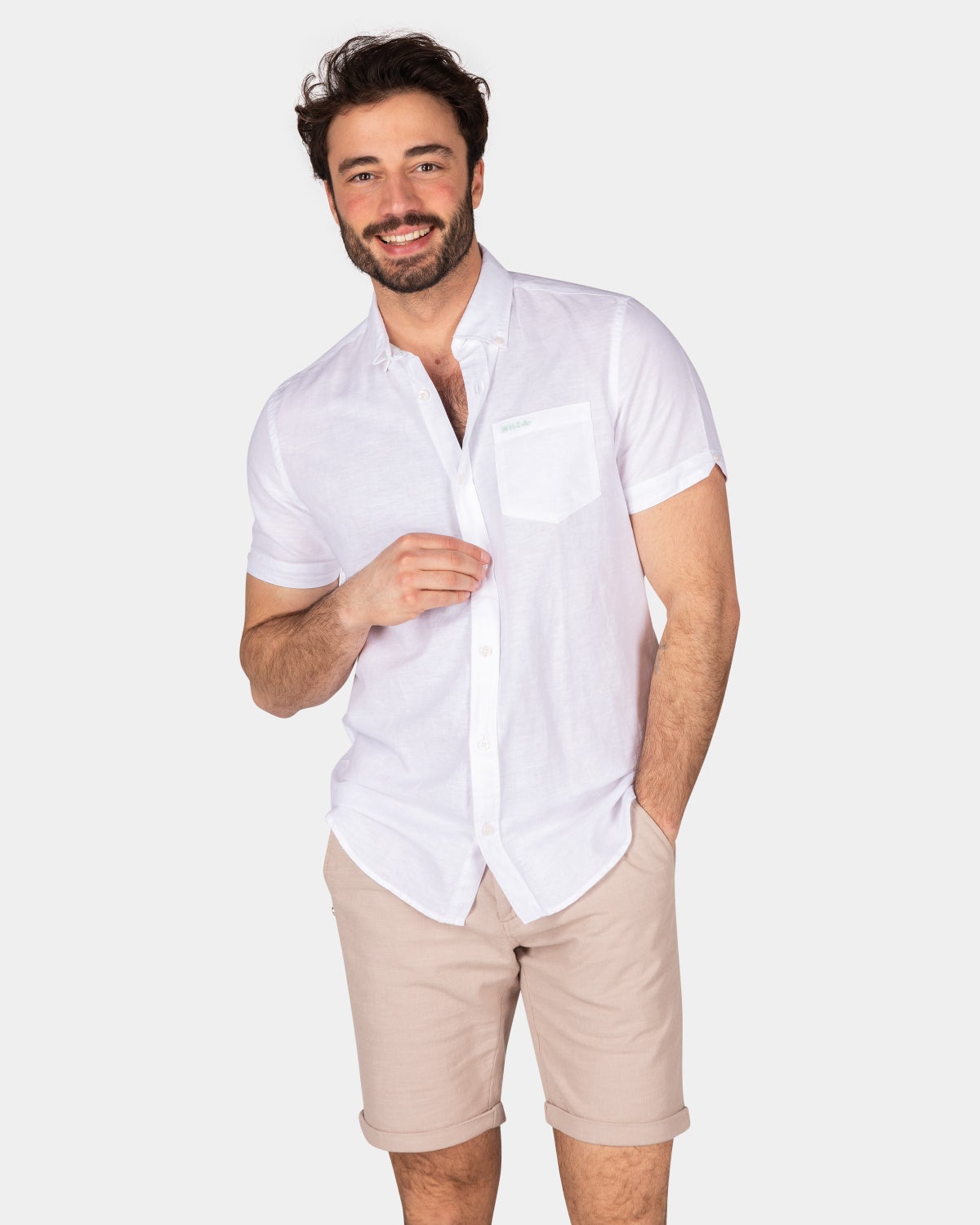 Chemise unie manches courtes - White