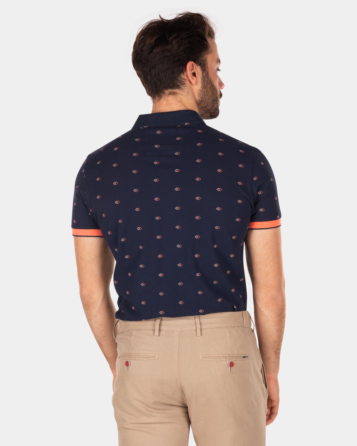 Cotton dotted polo - Traditional Navy