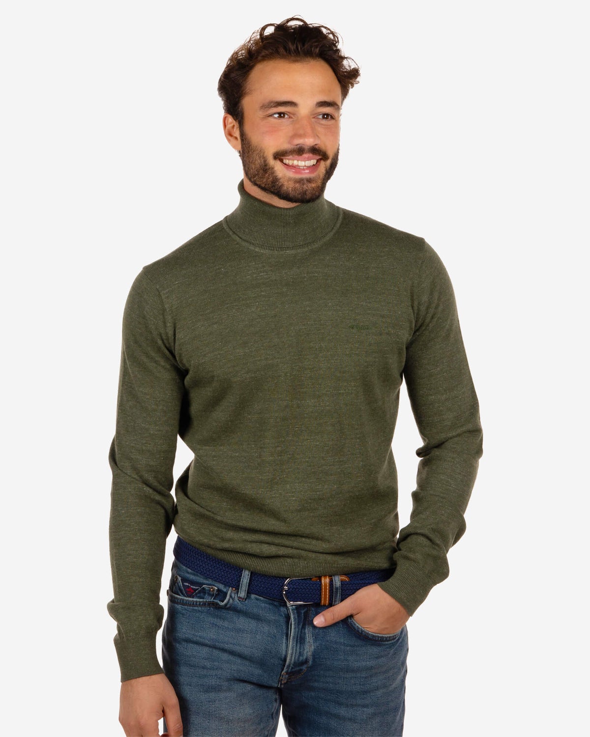 Rollkragenpullover aus Baumwolle Orbell - Rock Green