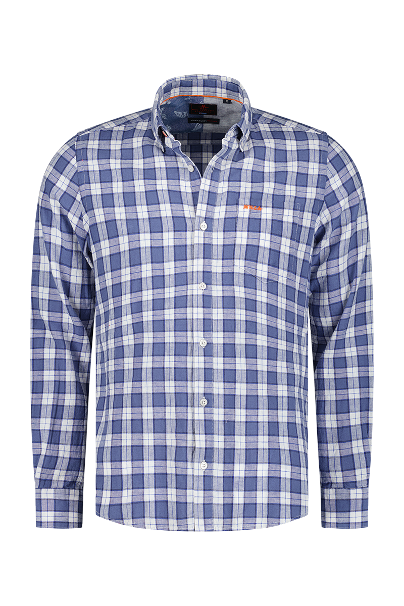 Chemise à carreaux en lin bleu - Dusk Navy