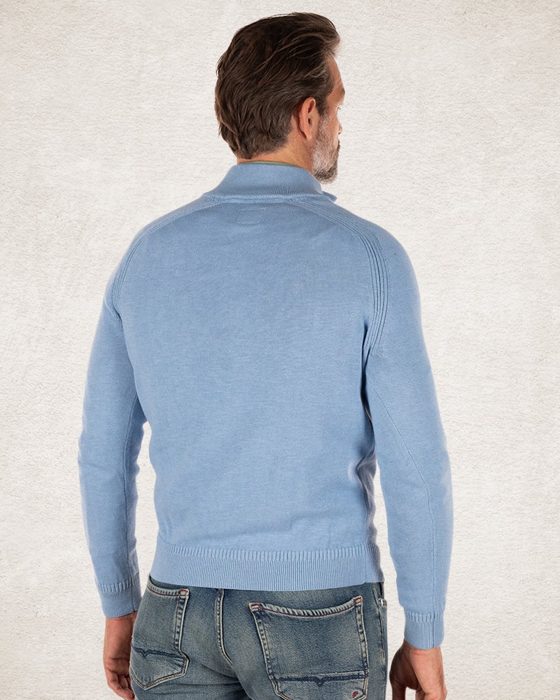 Pull demi zip coton - Pale Blue