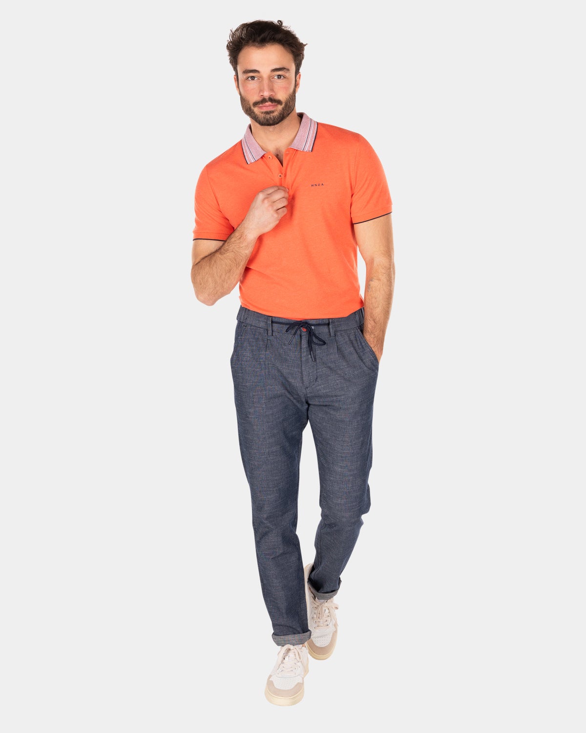 Einfarbiges Poloshirt mit kurzen Ärmeln - Golden Orange