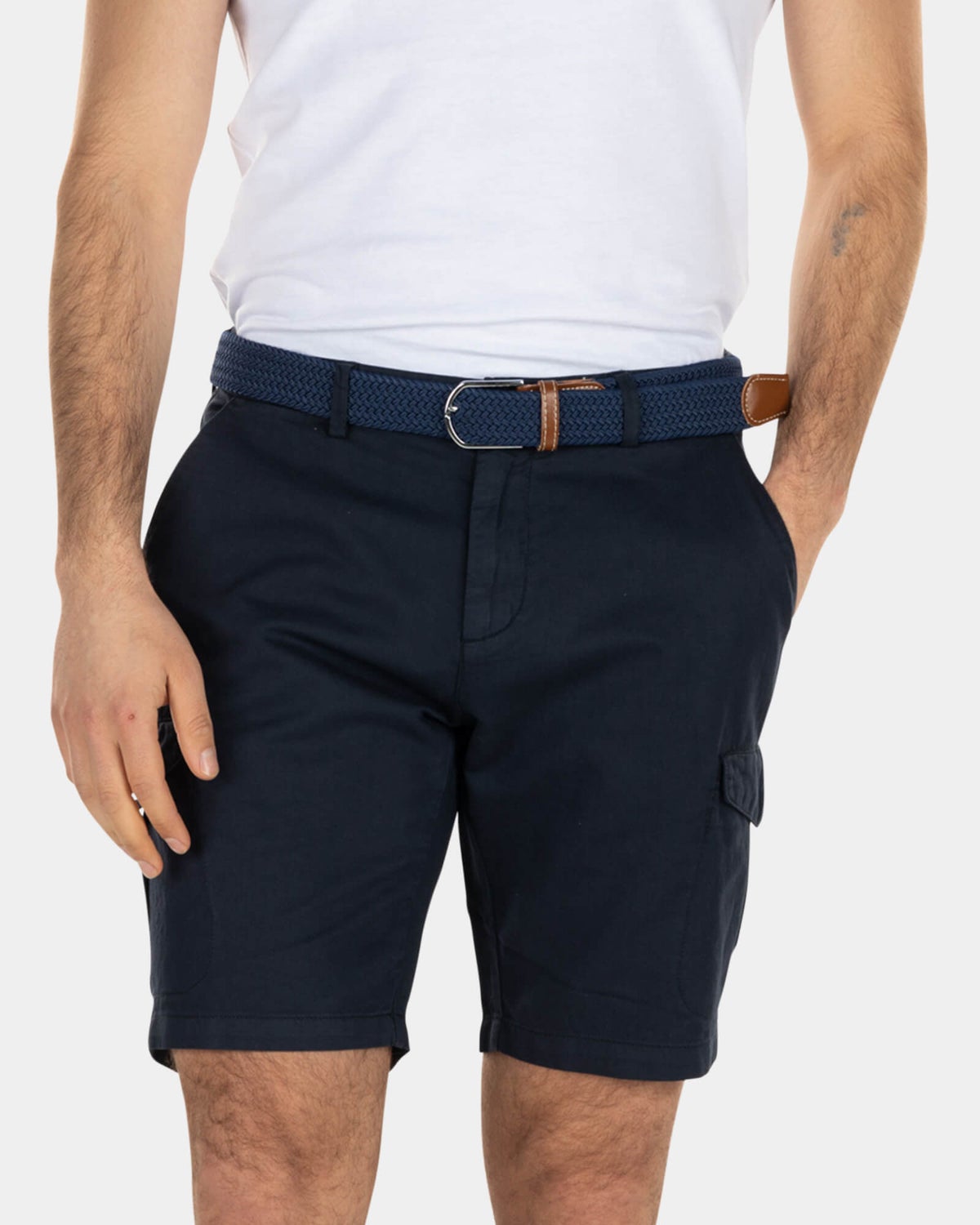 Effen cargo shorts met linnen - High Summer Navy