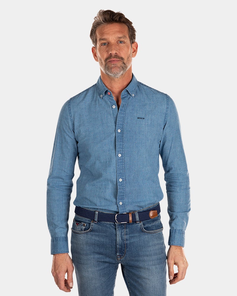 Camisa índigo con lino - Indigo