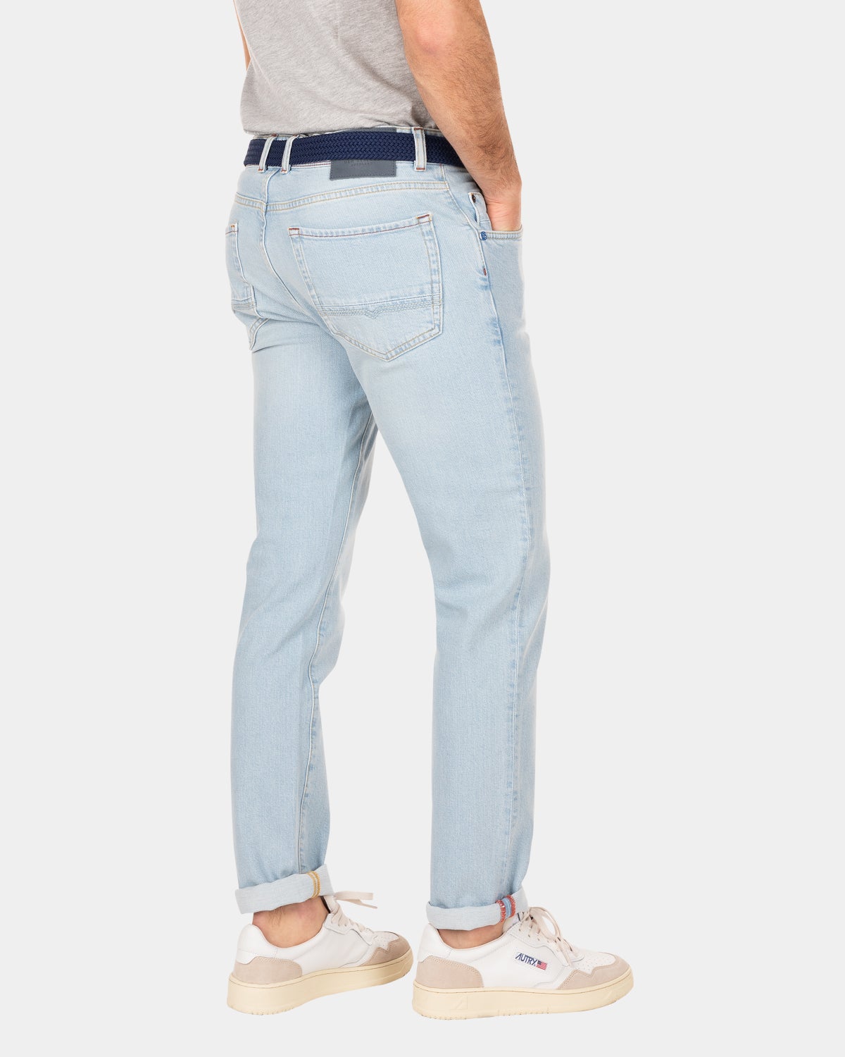 Lichtblauwe spijkerbroek met stretch - Bleach Denim