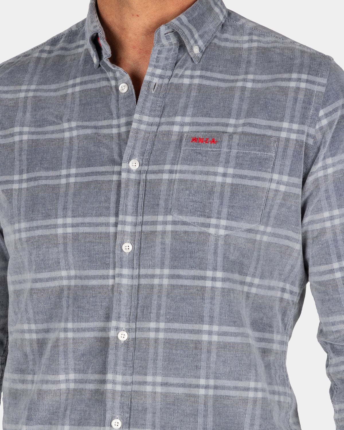 Light gray checkered corduroy shirt - Winter Navy