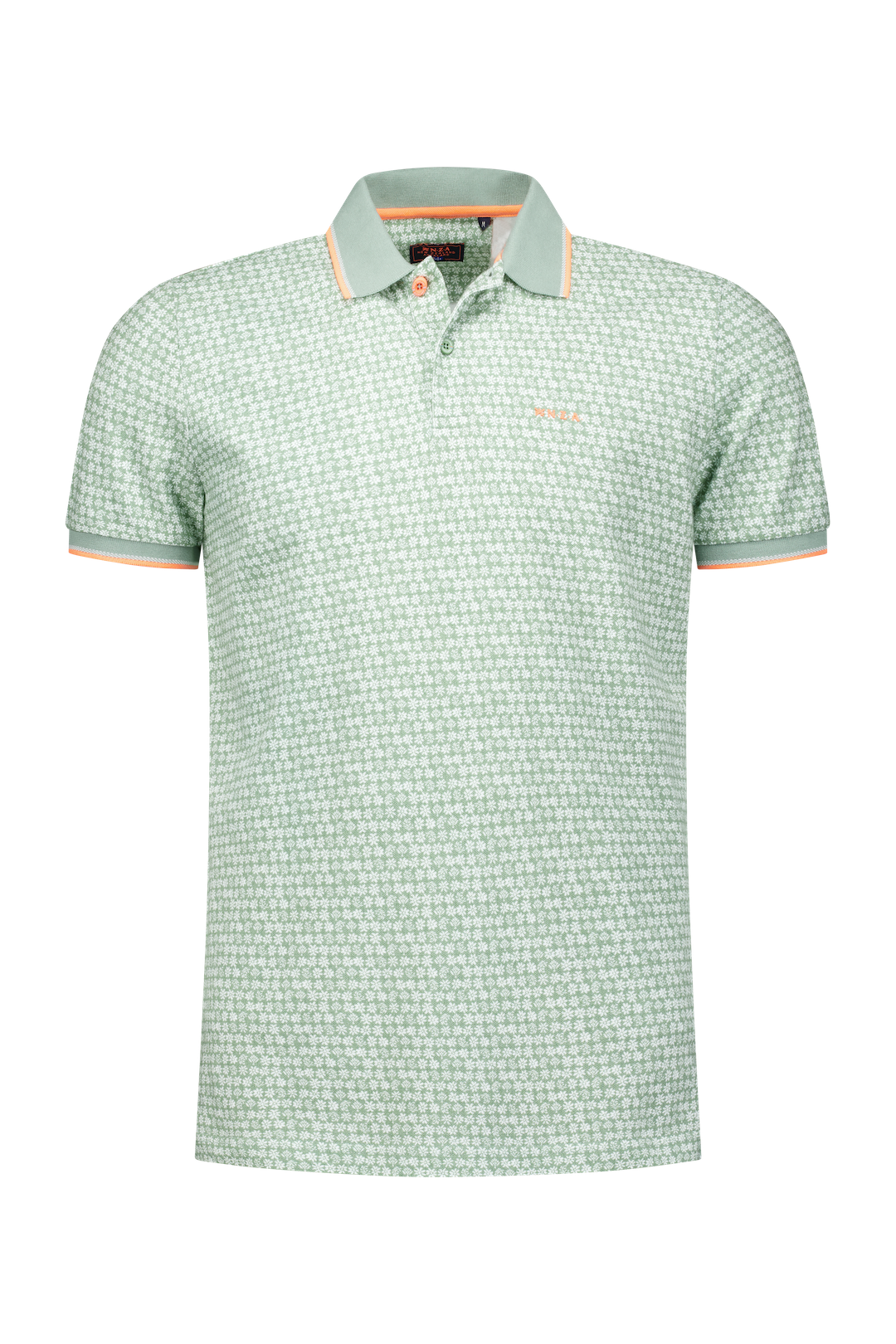 Katoenen polo met lichte stippenprint - Soft Olive