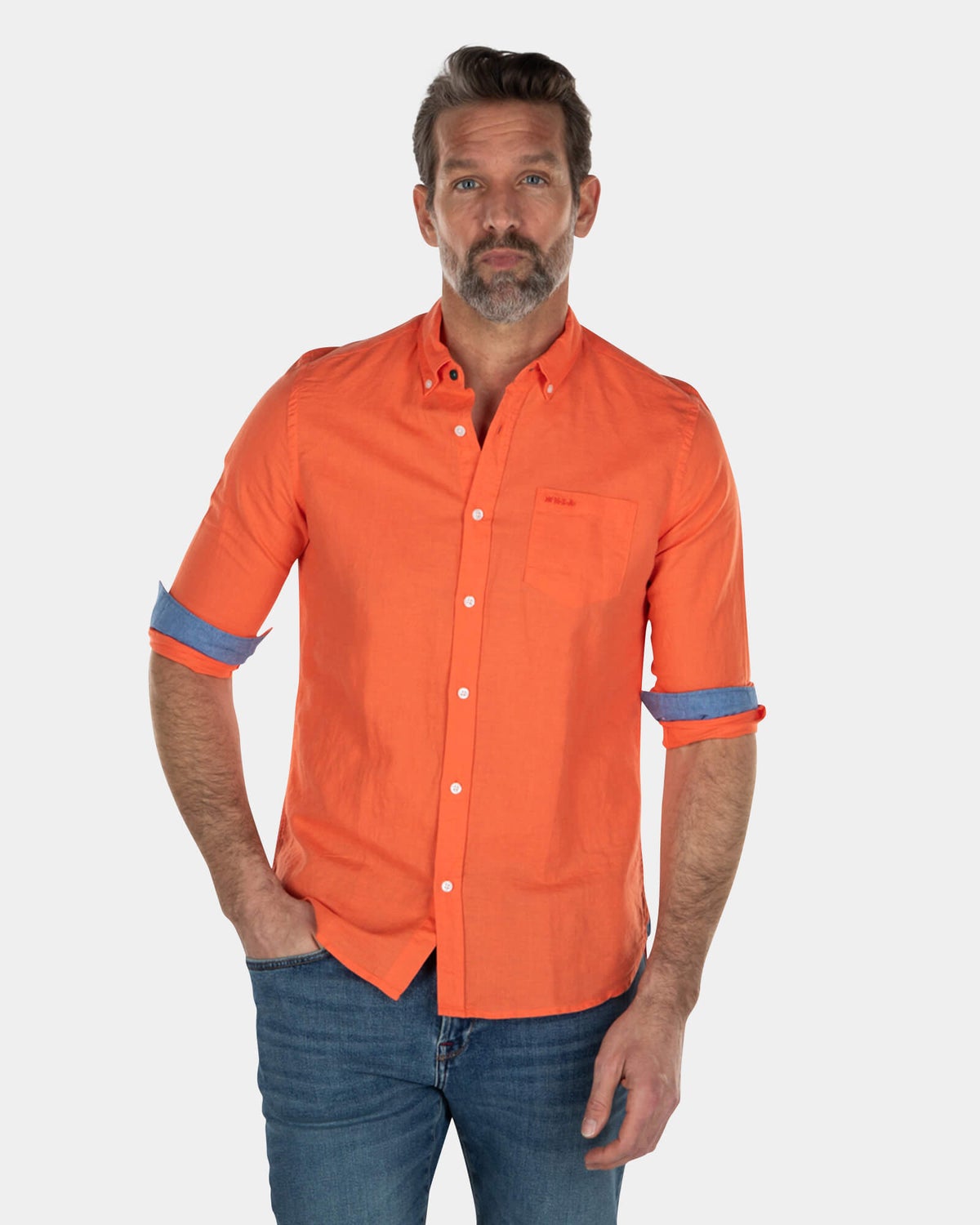 Camisa de lino de color liso - Burned Orange