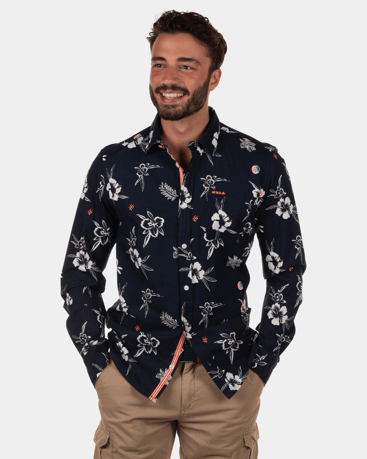 Chemise fleurie bleu foncé Moumahaki - Dutch Navy