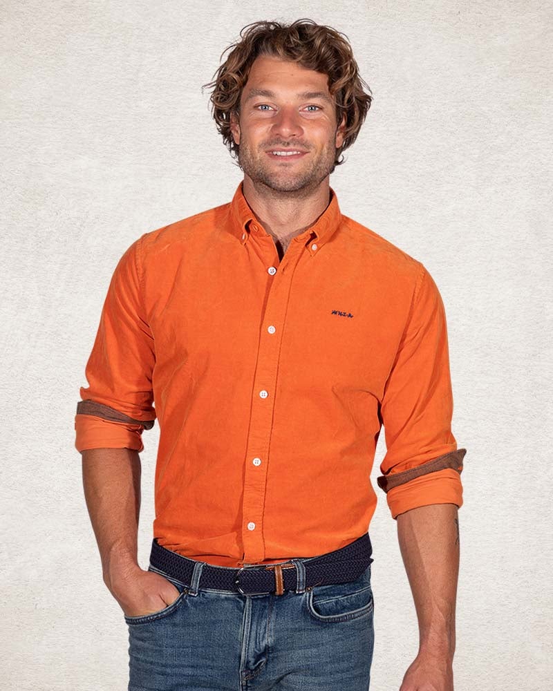 Effen overhemd van corduroy - Ginger Orange