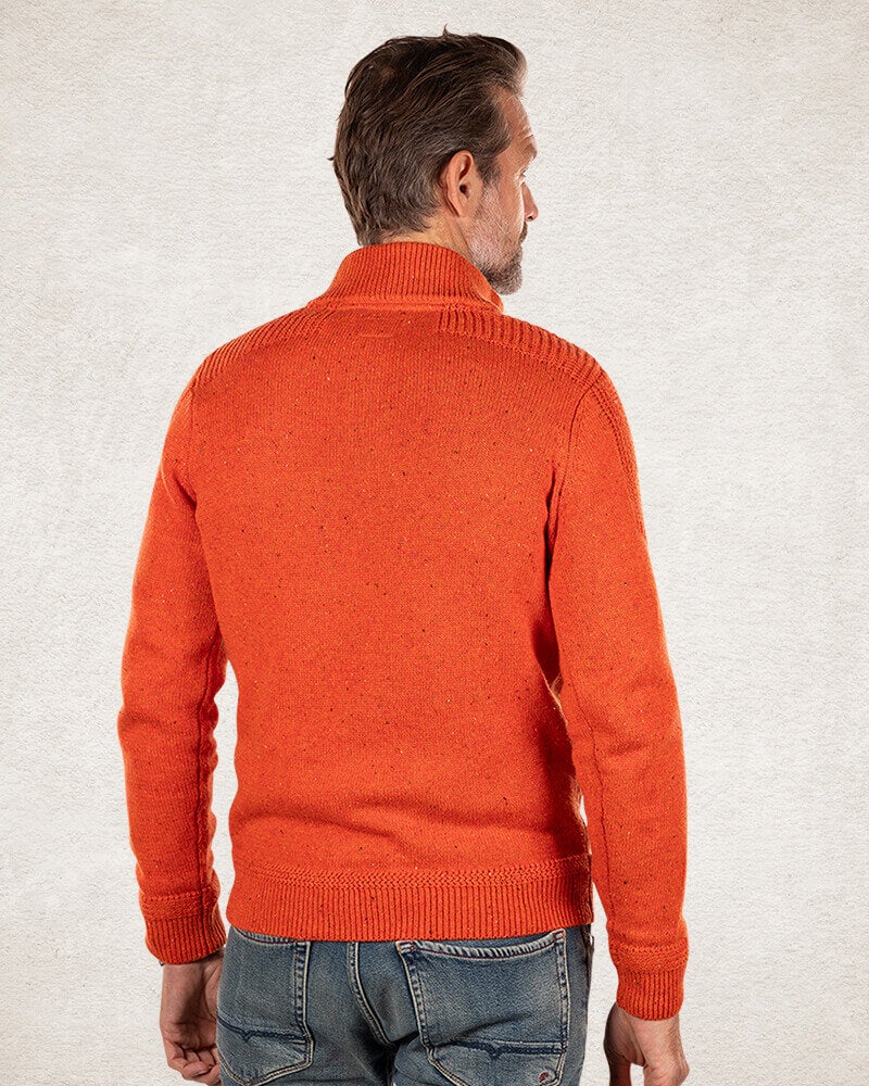 Jersey liso con media tapeta con botones - Ginger Orange