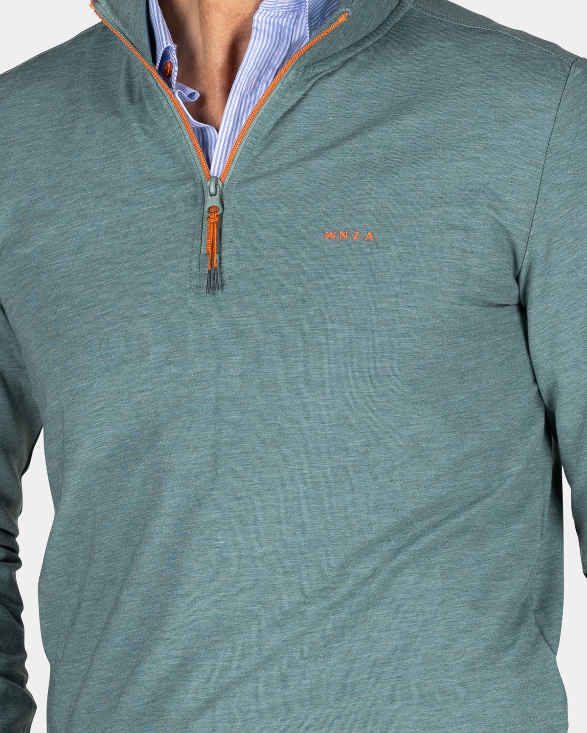 Light green half-zip sweater - Pebble Green