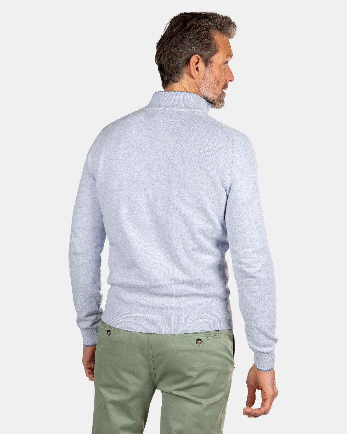 Hellblauer Pullover mit halbem Reißverschluss - Marble Blue