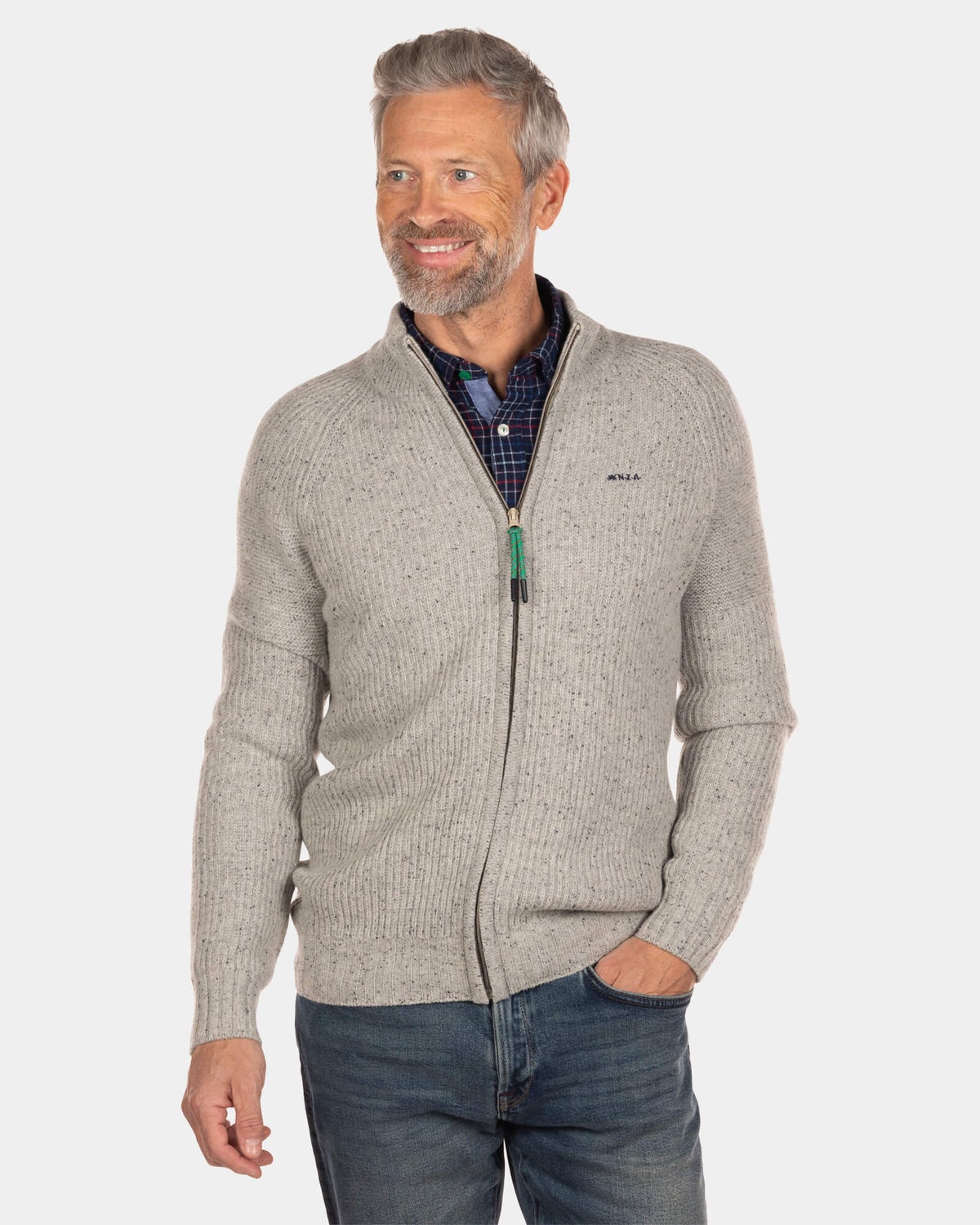 Rippstrick-Cardigan Dry - Dusty Ecru