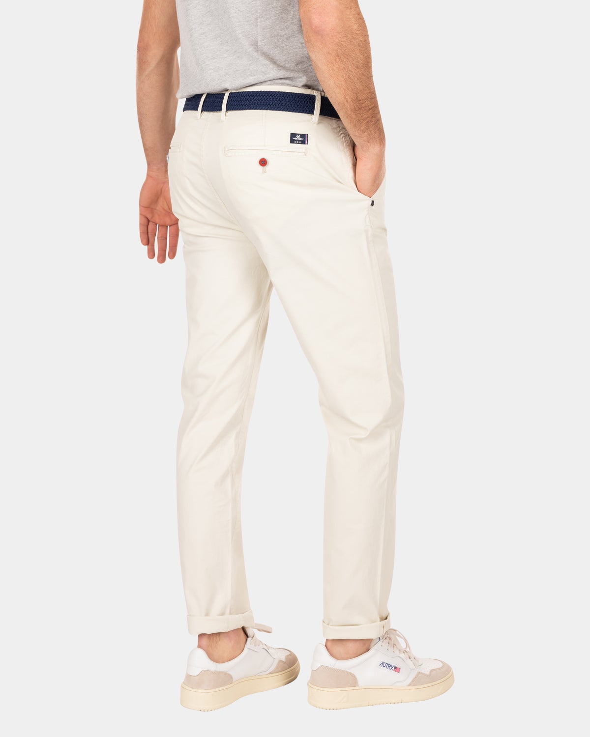 Katoenen chino met stretch - Cream