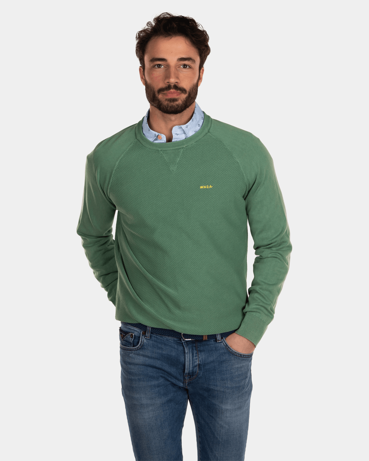 Pull ras du cou en coton vert - Active Army