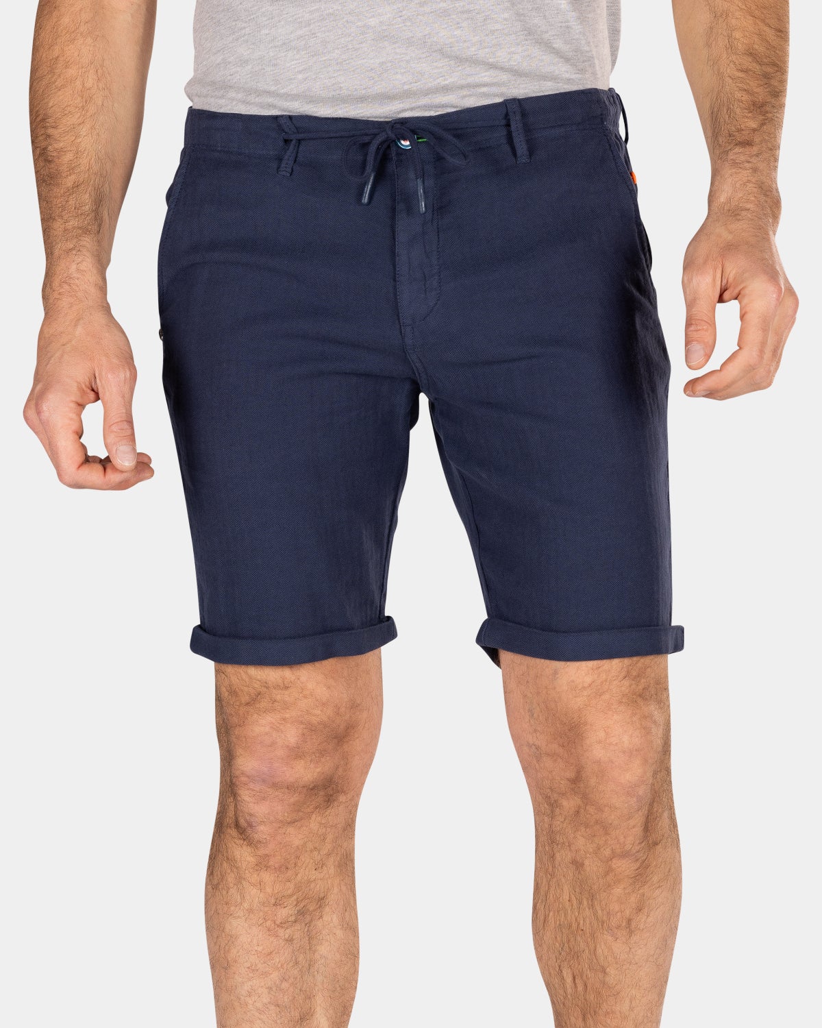 Shorts made of cotton and linen - Ocean Navy