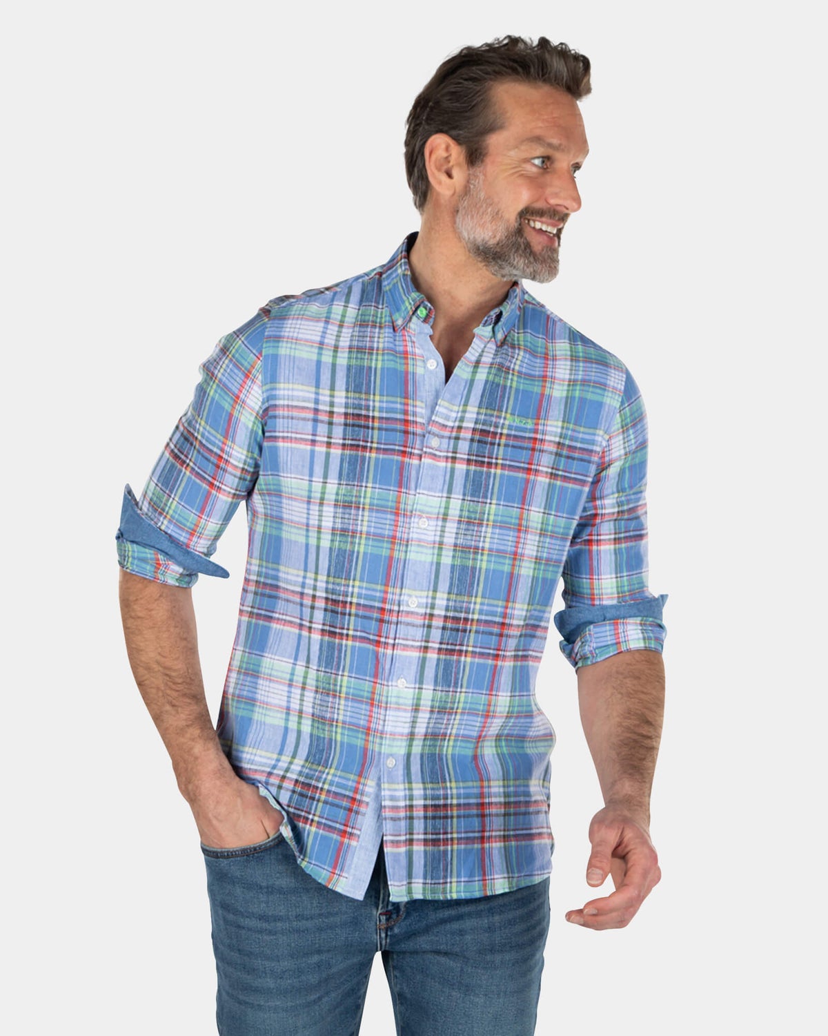 Camisa a cuadros azul verde rojo - Blue Multicolour