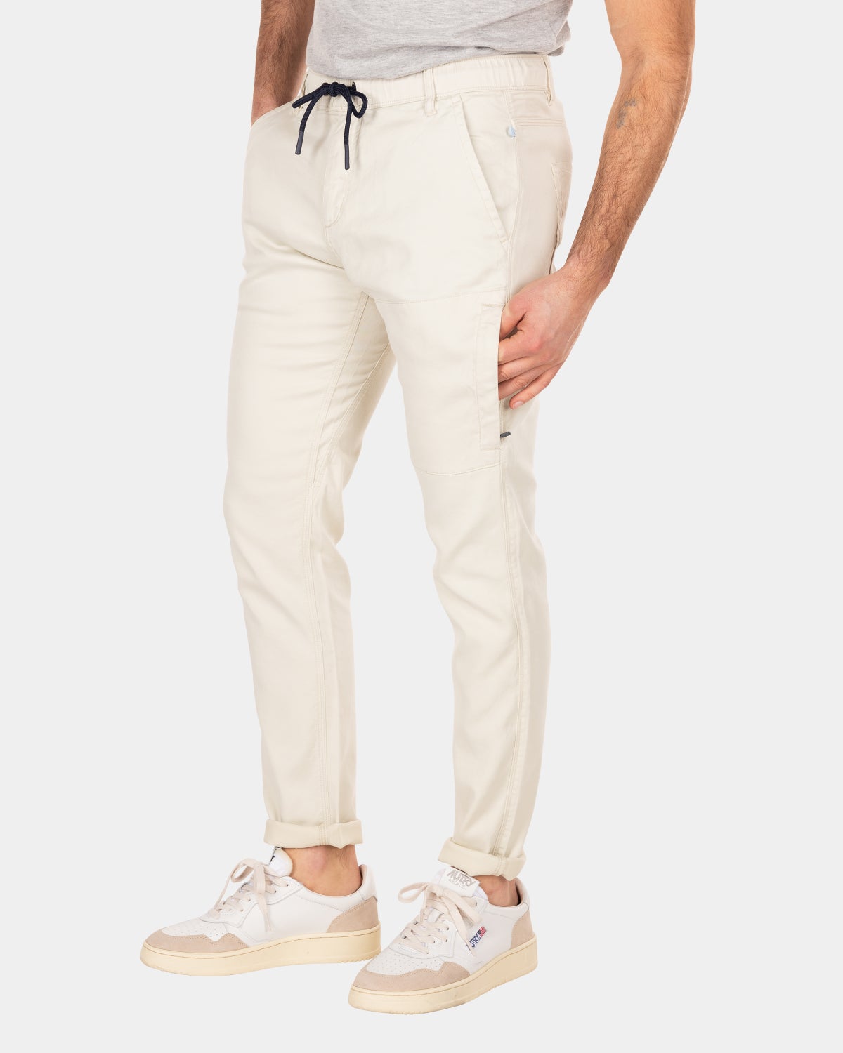 Sportieve effen chino - Cream