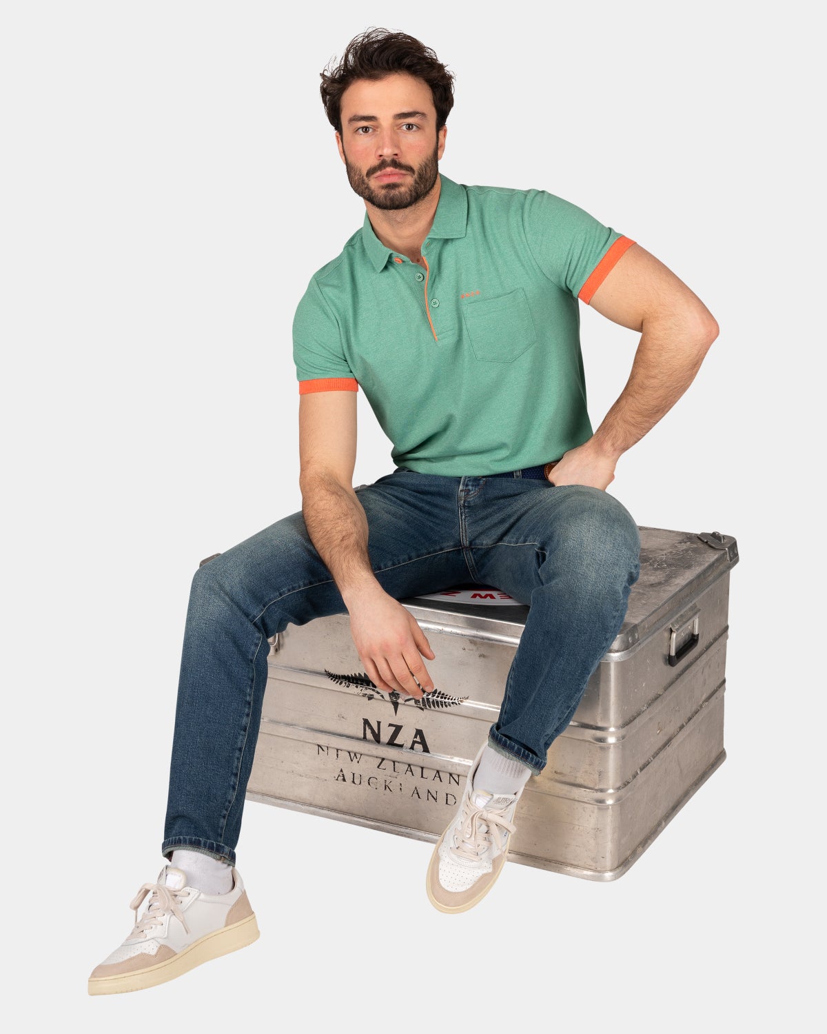 Grünes Polo mit Stretch - Amazon Green