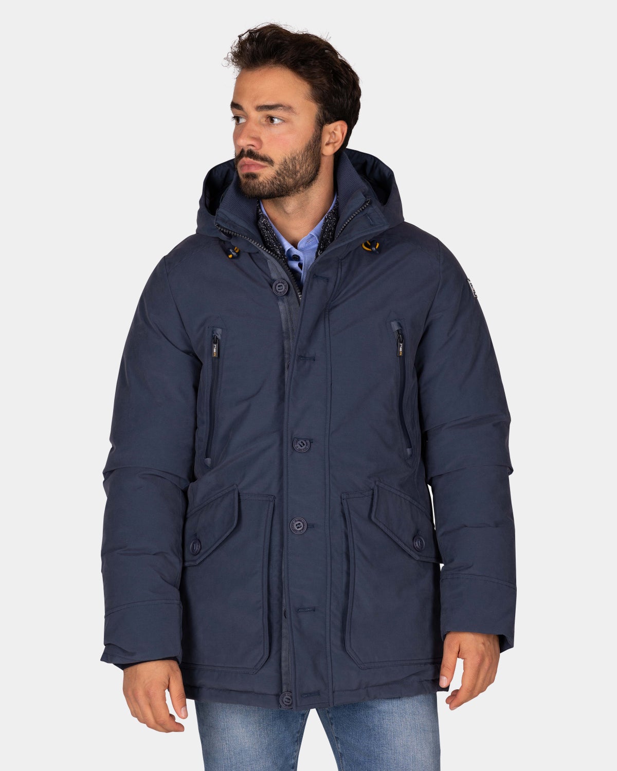 Parka de lona de color azul - Tin Blue