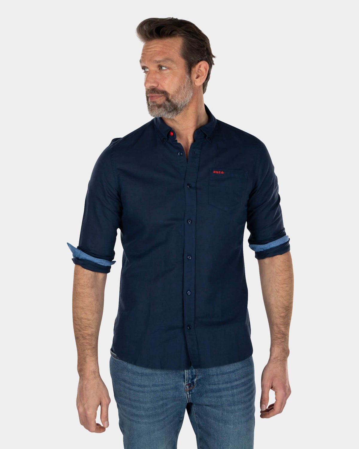 Camisa de lino de color liso - Key Navy