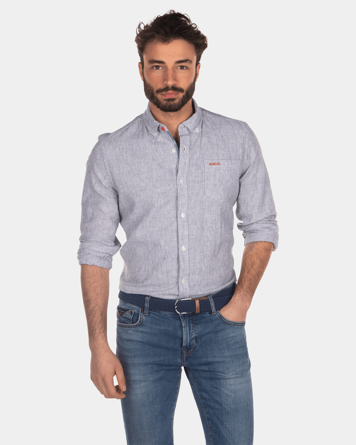 Camisa básica de lino y algodón