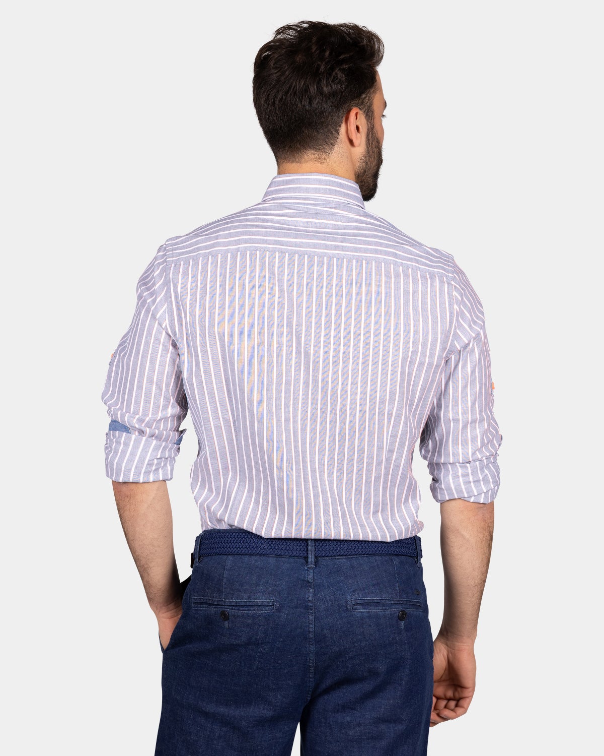 Cotton shirt with stripe - Ocean Navy