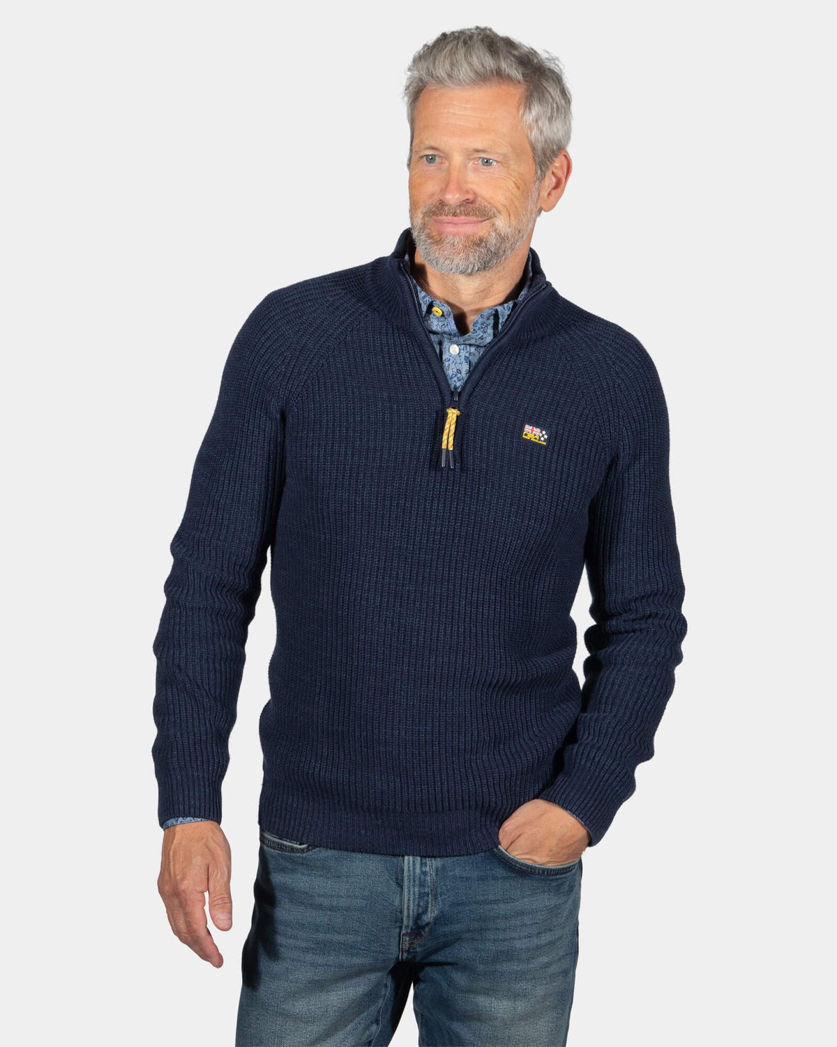 Pull en maille avec demi-zip Drake - Ink Navy