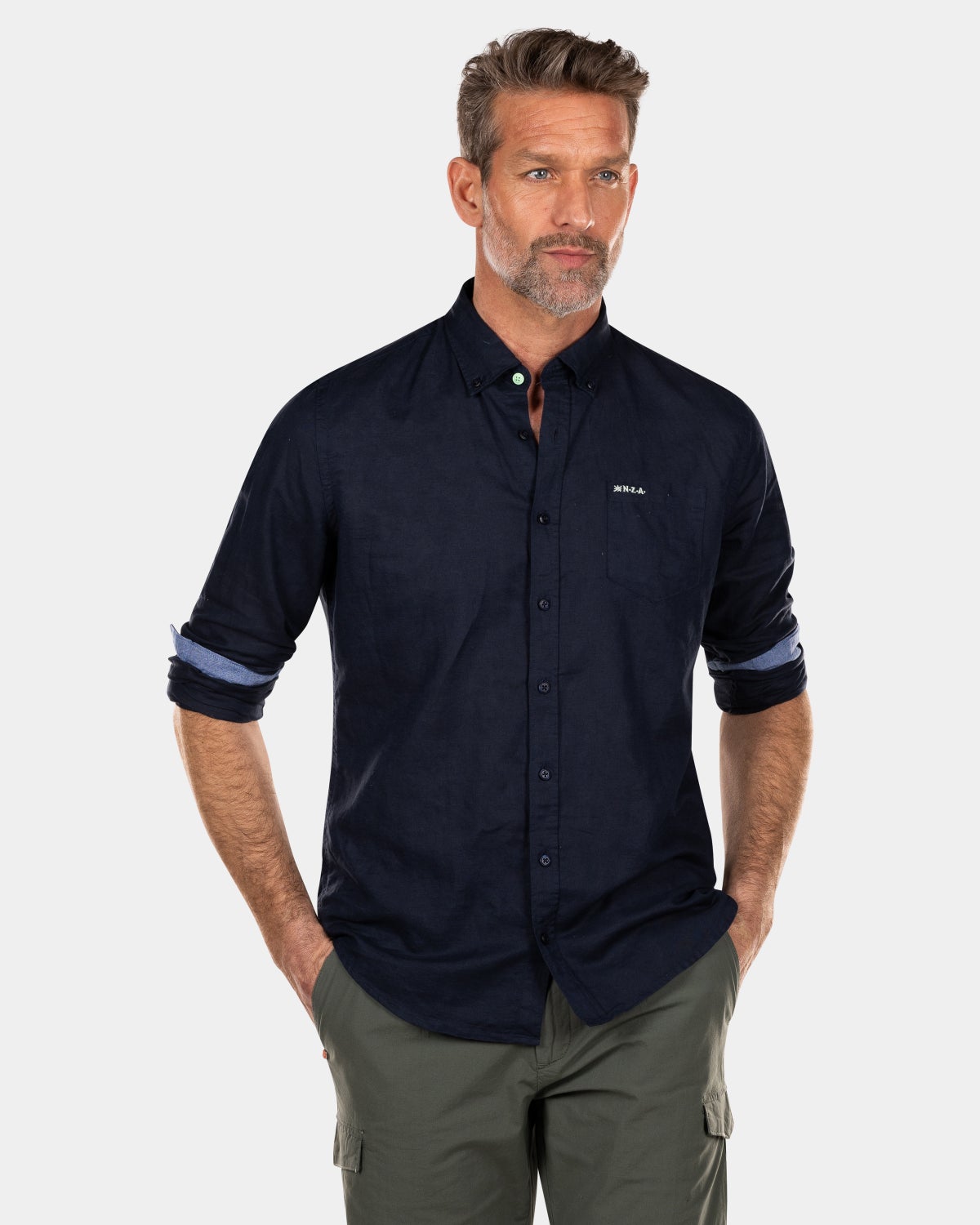 Plain linen shirt - Traditional Navy