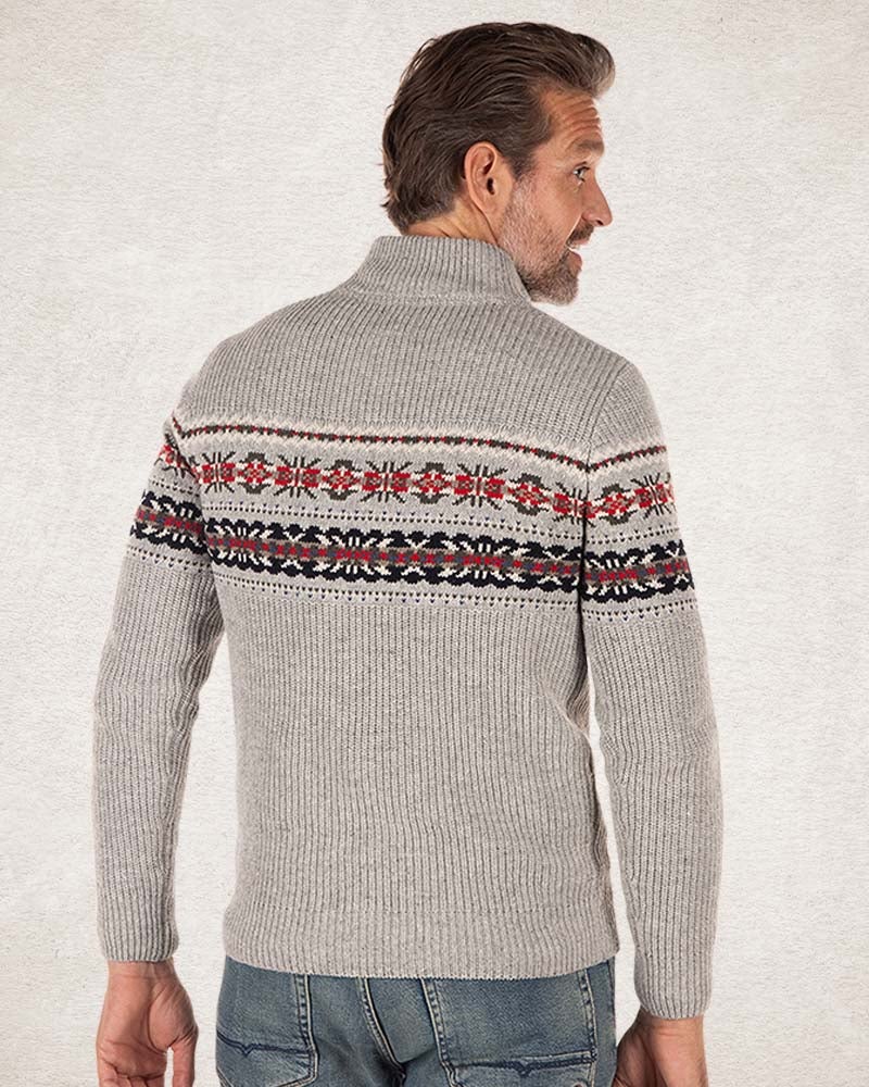 Cotton wool half zip pullover - Grey Melange