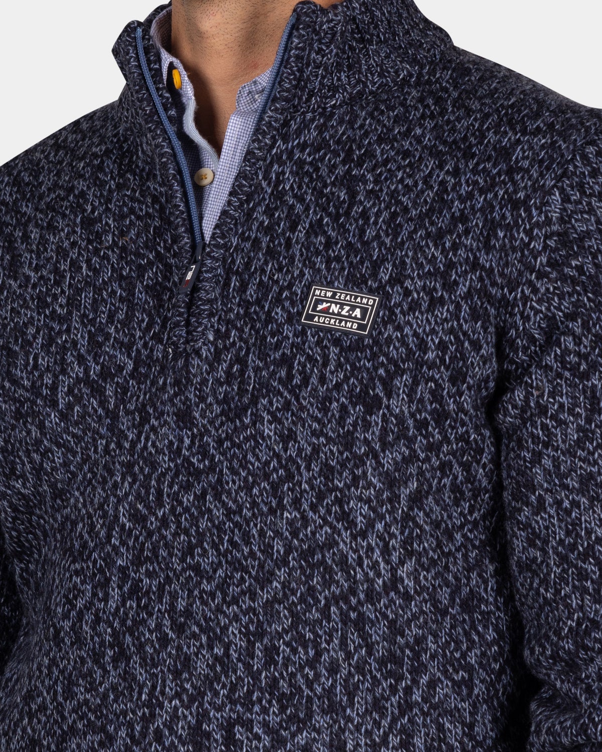 Gemêleerde donkerblauwe wollen pullover  - Winter Navy