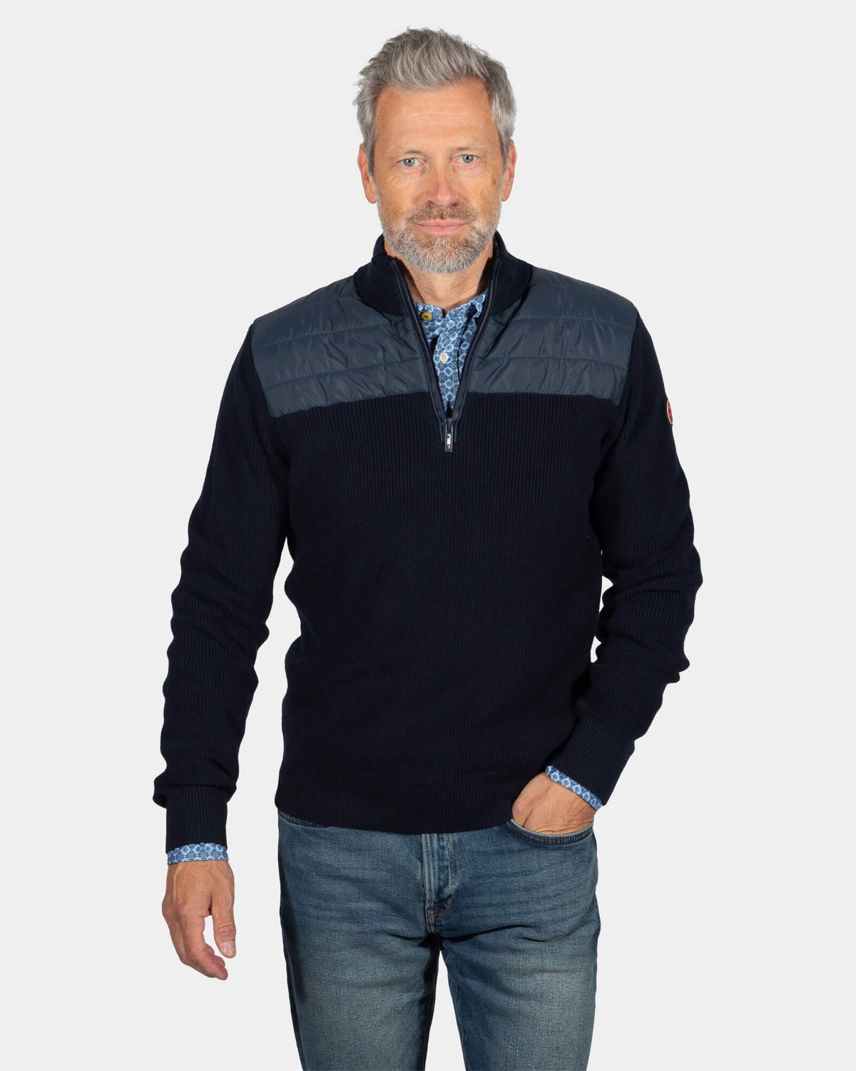 Pull avec demi zip Trinity - Ink Navy