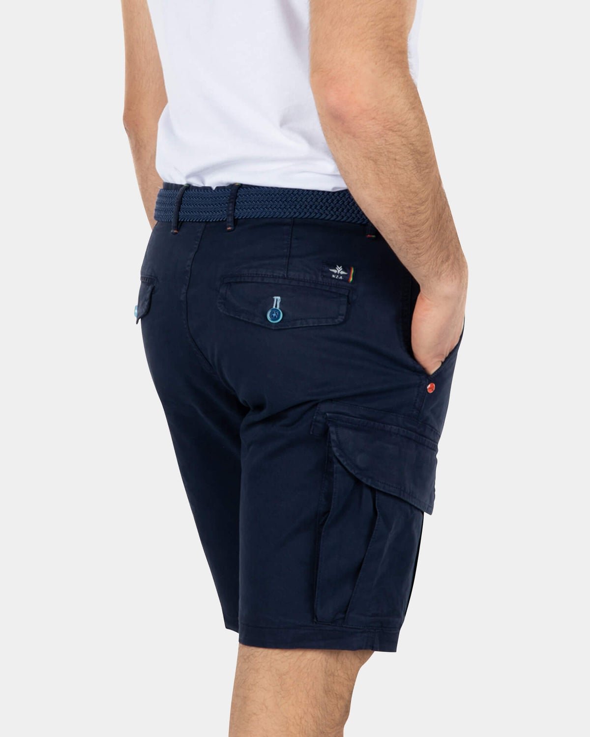 Shorts cargo de algodón elástico - Key Navy