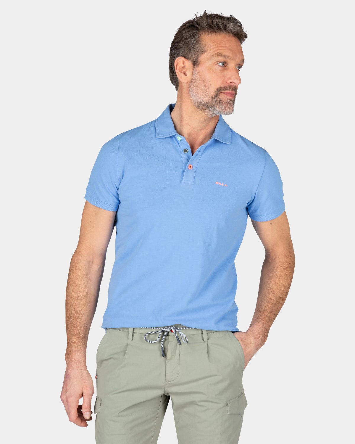 Plain cotton polo - Bed Blue