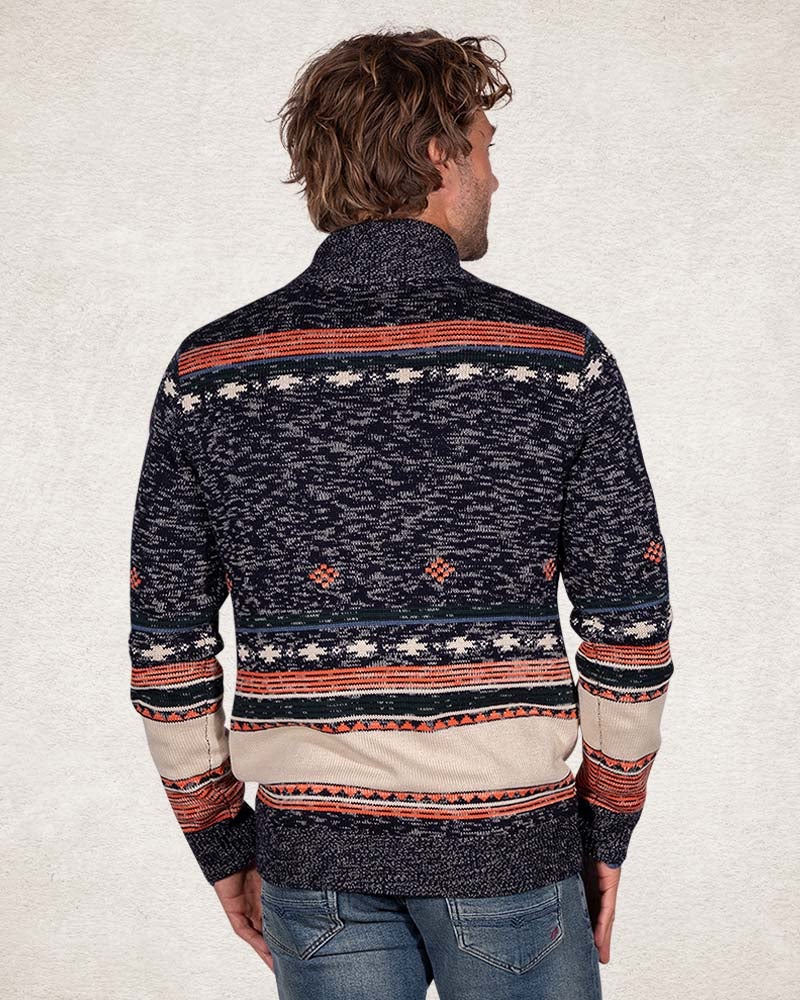 Knitted cardigan brown grey white - Pitch Navy | NZA New Zealand Auckland