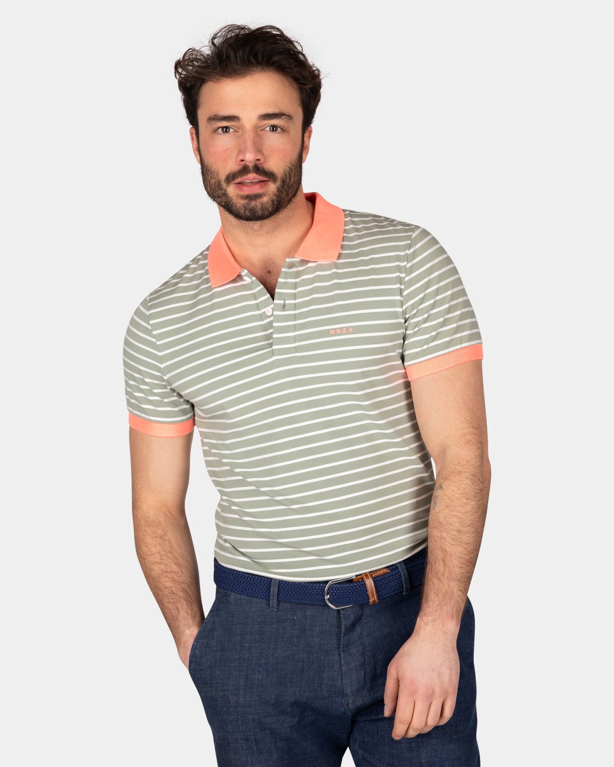 Gestreiftes Polo mit Stretch - Mellow Army