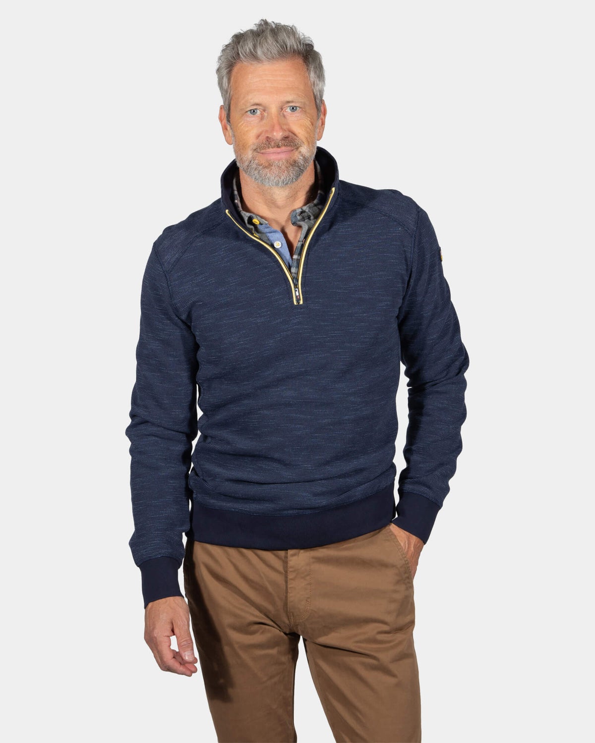 Travers-Pullover mit halbem Reißverschluss - Ink Navy