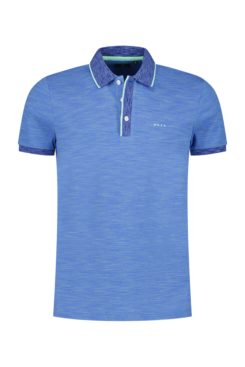 Schlichtes, blaues Poloshirt aus Baumwolle - Bed Blue