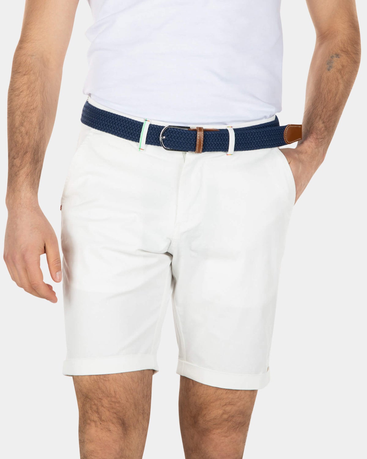 Cotton stretch chino shorts - Cream 