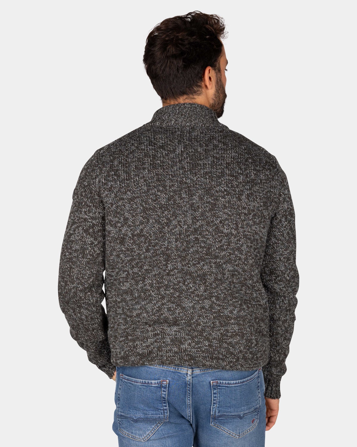 Mottled gray wool cardigan - Ash Grey