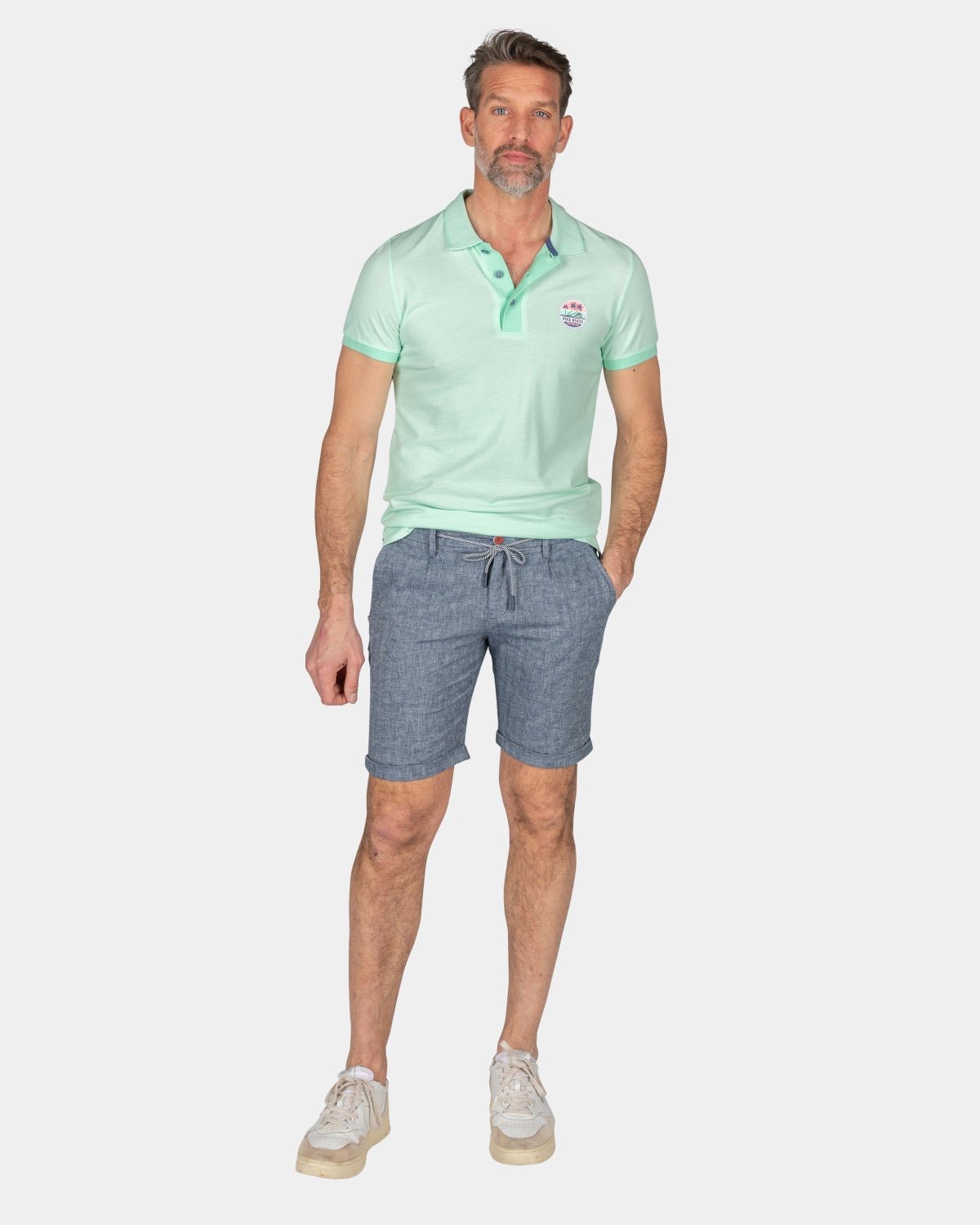 Chemise polo uni en coton - Teal Green